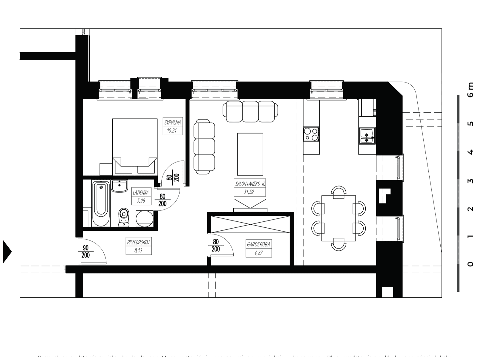 Apartament 2-pokojowy, 59 m² — Niecała Residence M01