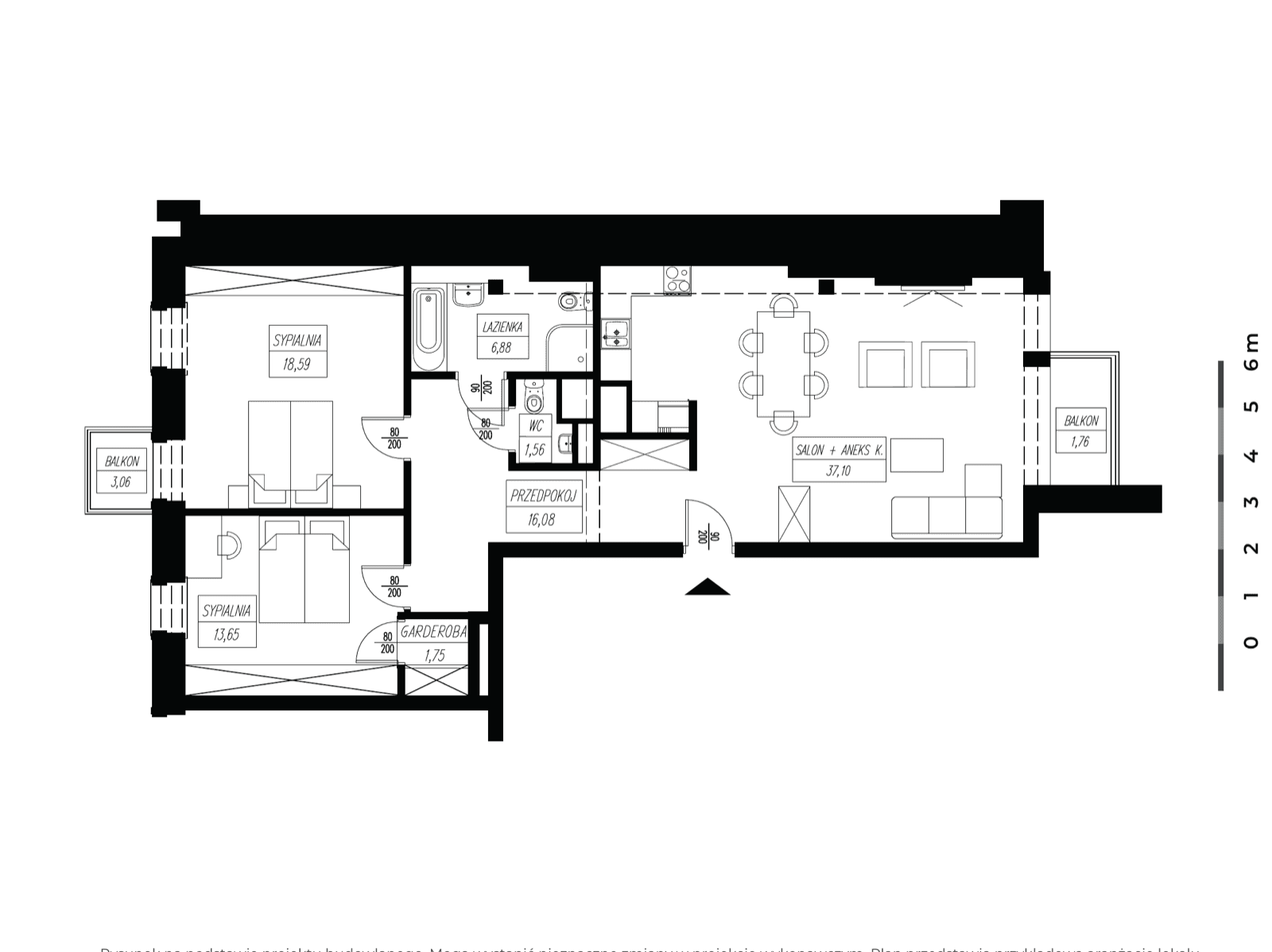 Apartament 3-pokojowy, 94 m² — Niecała Residence M14