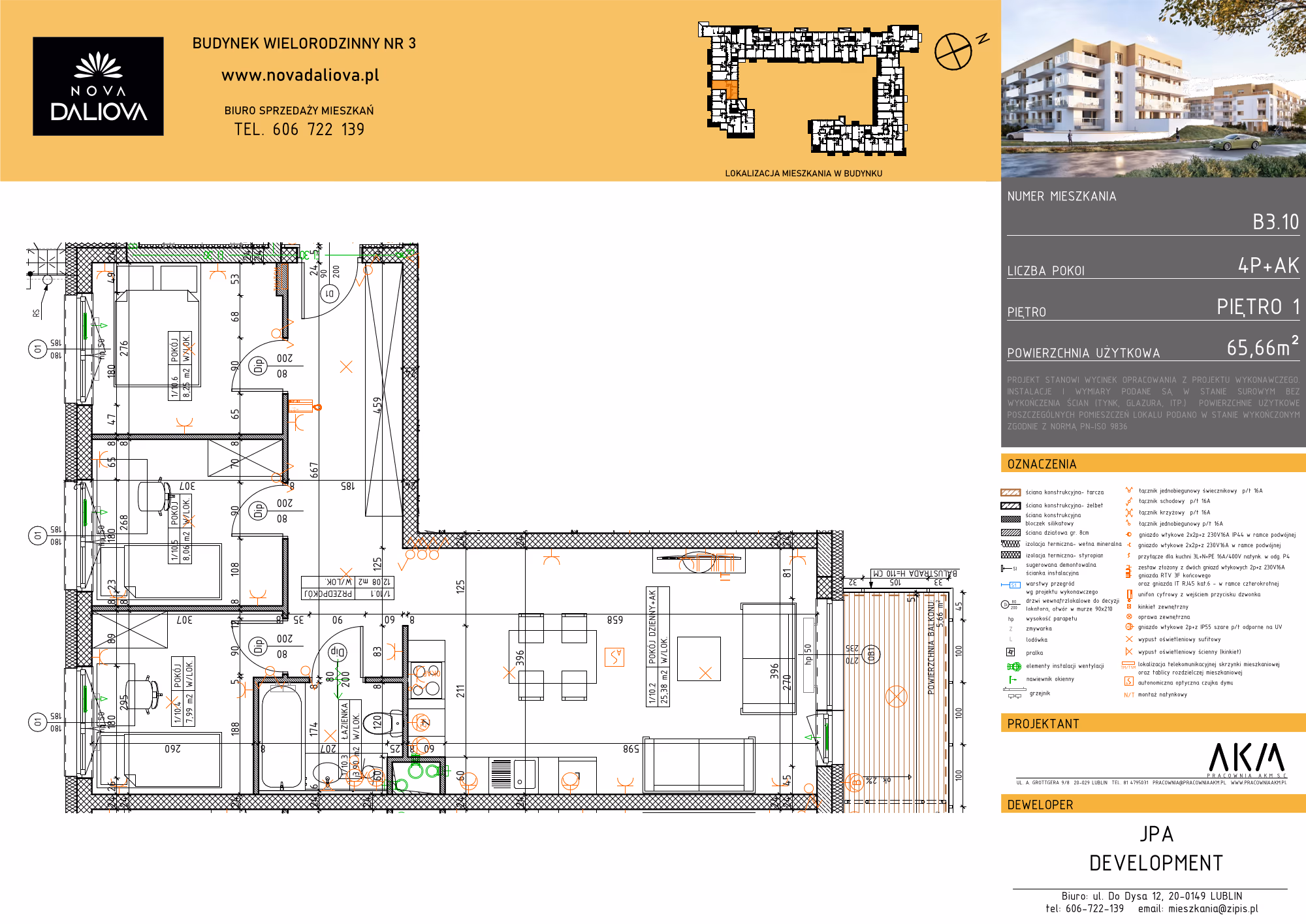 Mieszkanie 4-pokojowe, 66 m² — Nova Daliova B3.10 — rzut