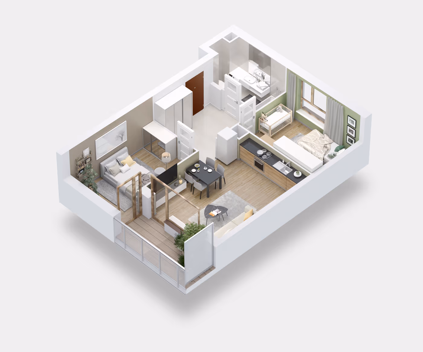Mieszkanie 3-pokojowe, 56 m² — Nova Daliova B3.100