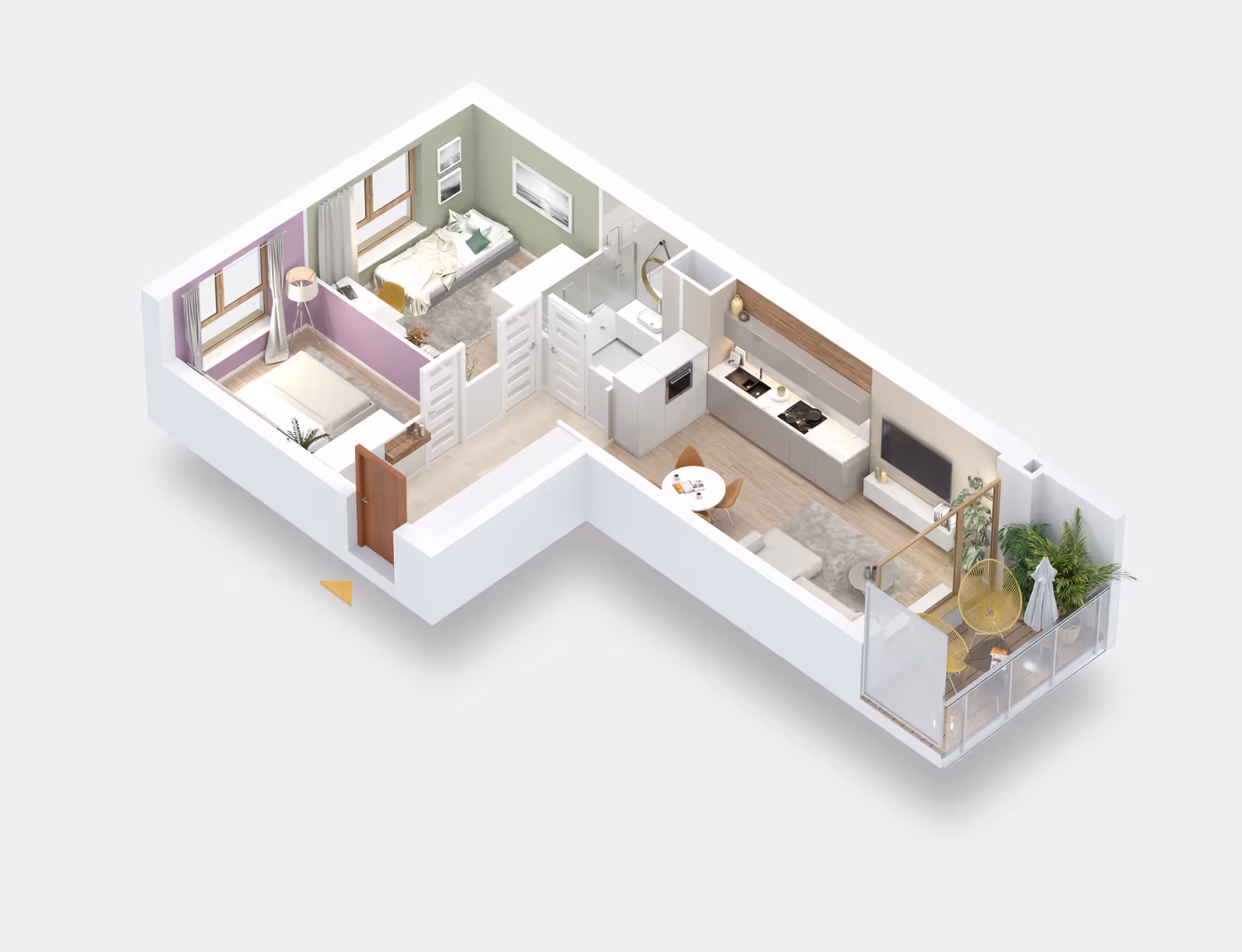 Mieszkanie 3-pokojowe, 55 m² — Nova Daliova B3.105