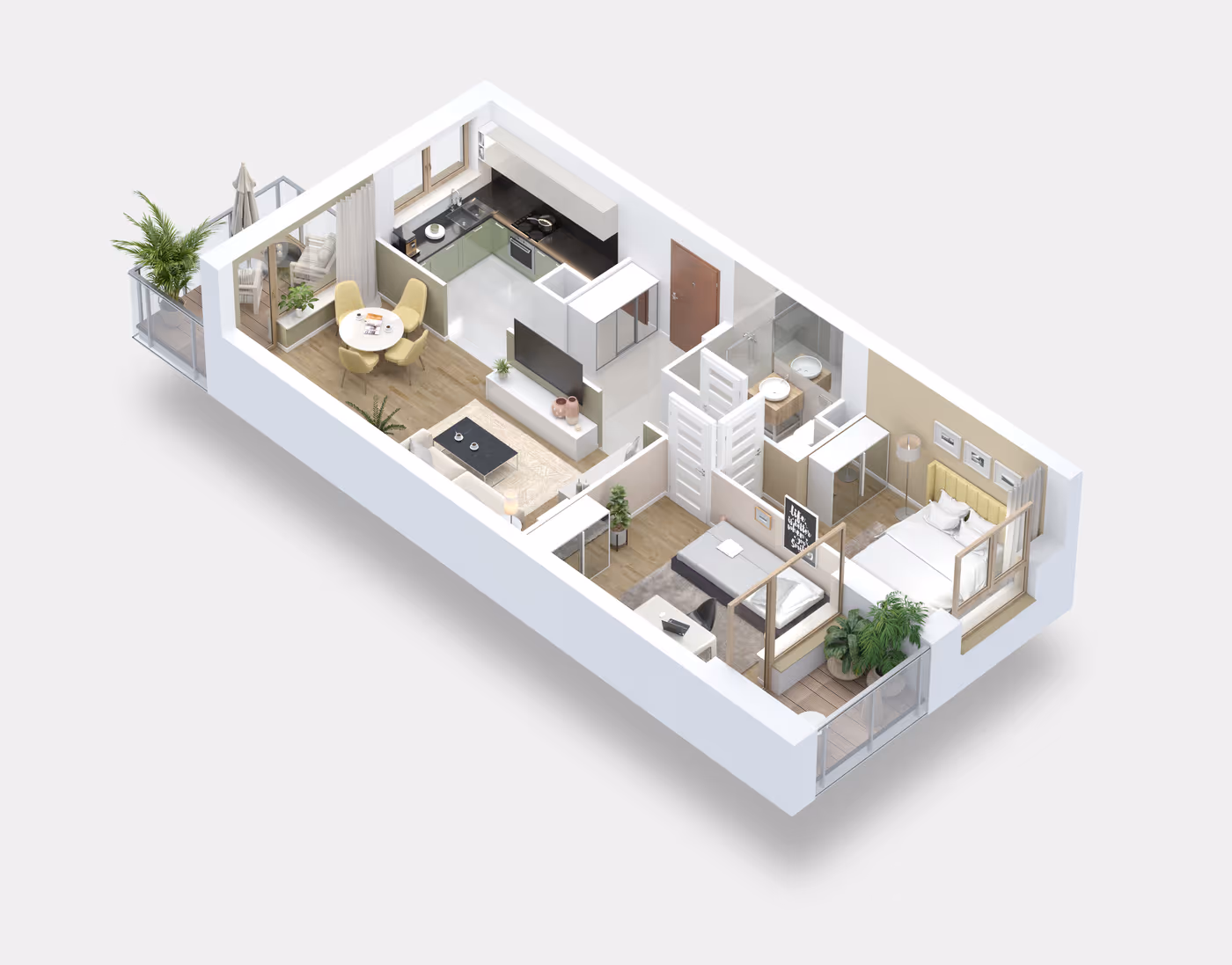Mieszkanie 3-pokojowe, 55 m² — Nova Daliova B3.128 — wizualizacja