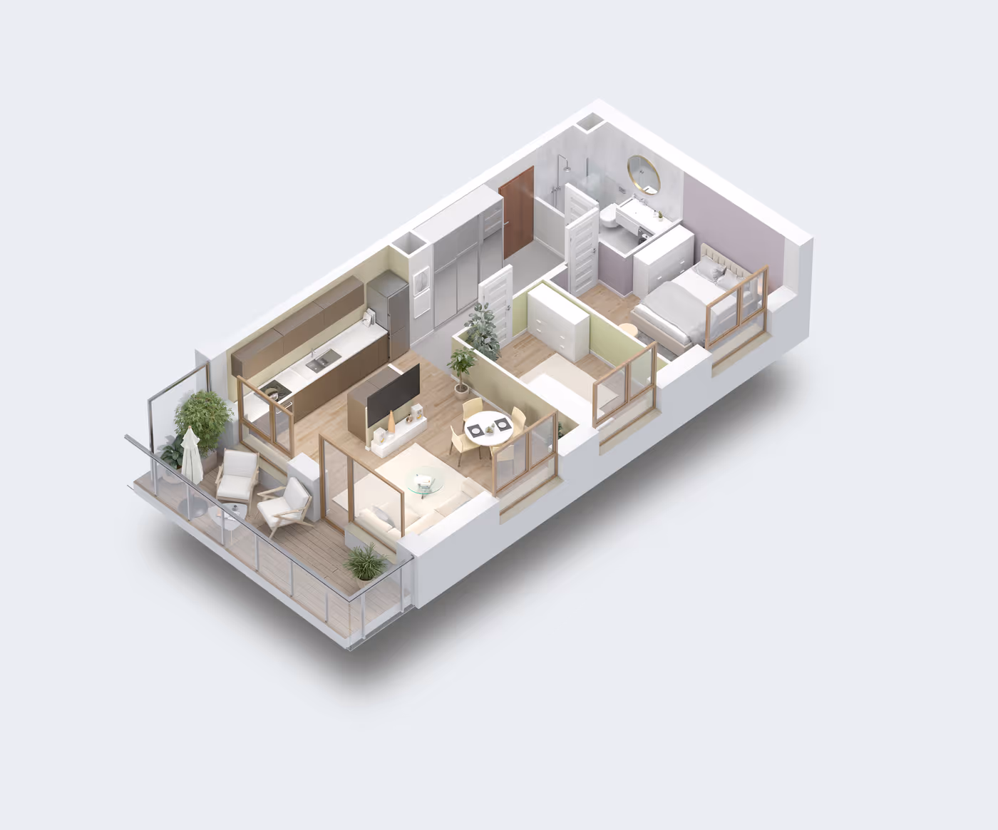 Mieszkanie 3-pokojowe, 55 m² — Nova Daliova B3.16 — wizualizacja