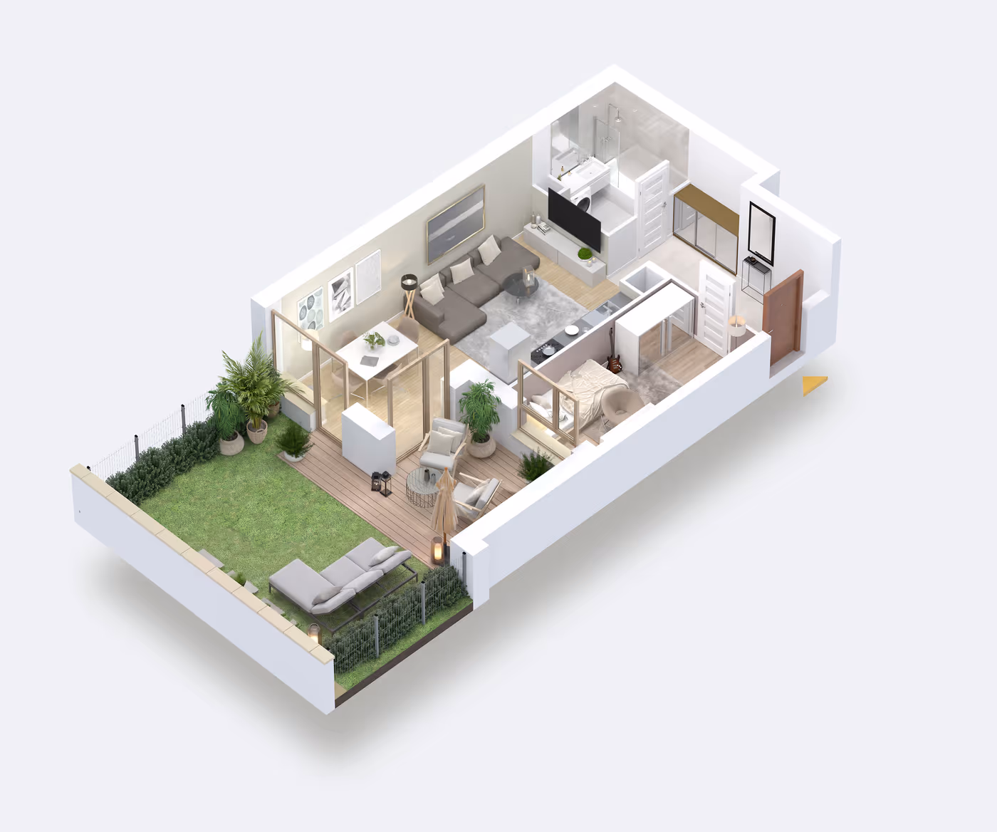 Mieszkanie 2-pokojowe, 45 m² — Nova Daliova B3.25 — wizualizacja