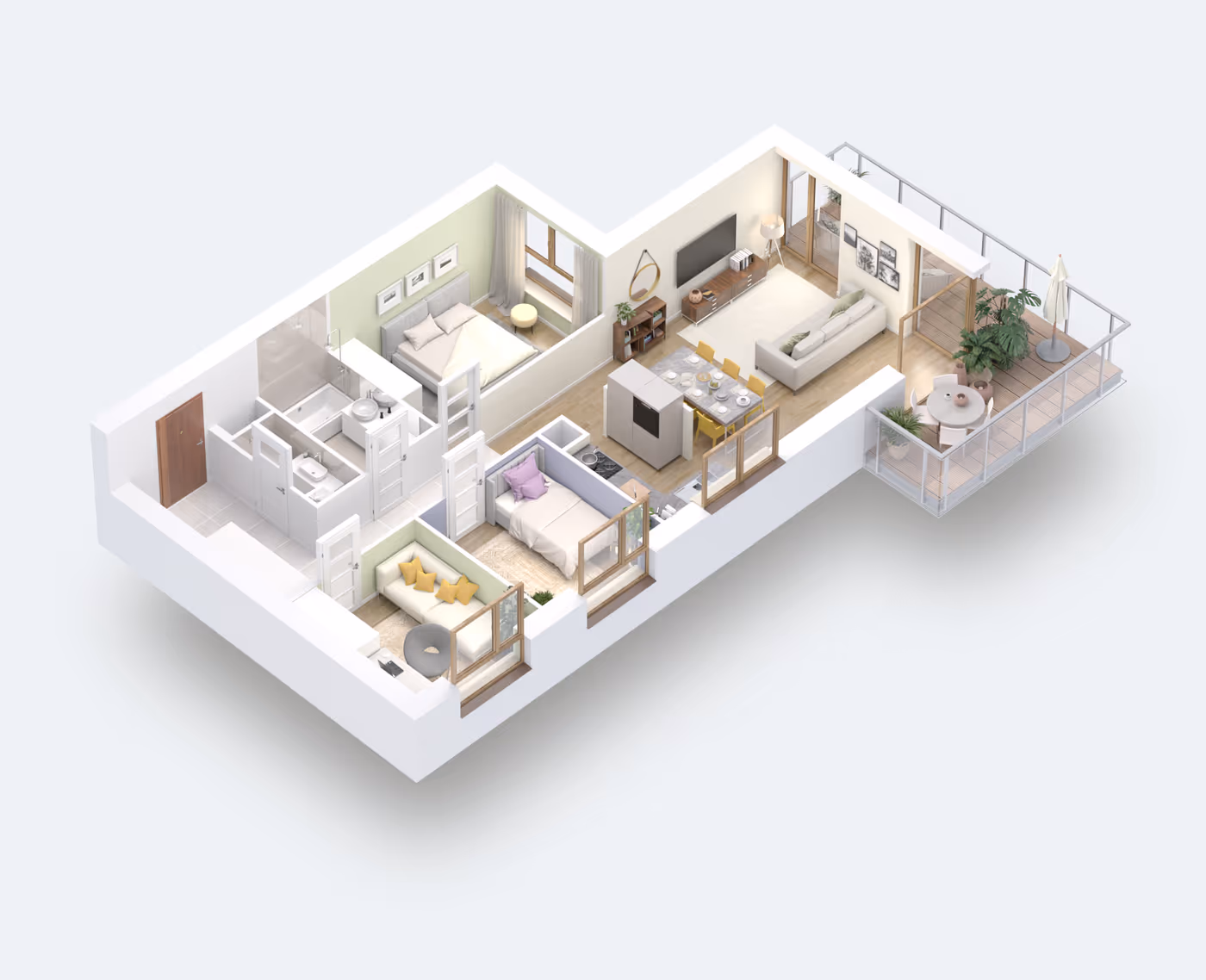 Mieszkanie 4-pokojowe, 74 m² — Nova Daliova B3.34 — wizualizacja