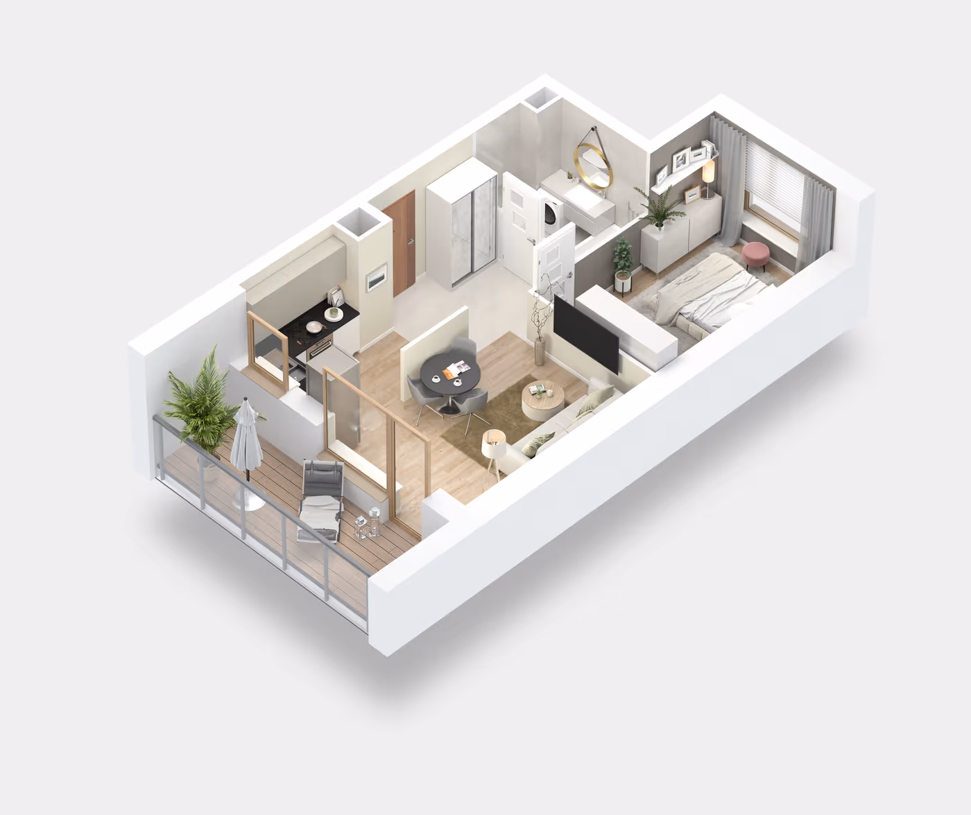 Mieszkanie 2-pokojowe, 39 m² — Nova Daliova B3.93 — wizualizacja